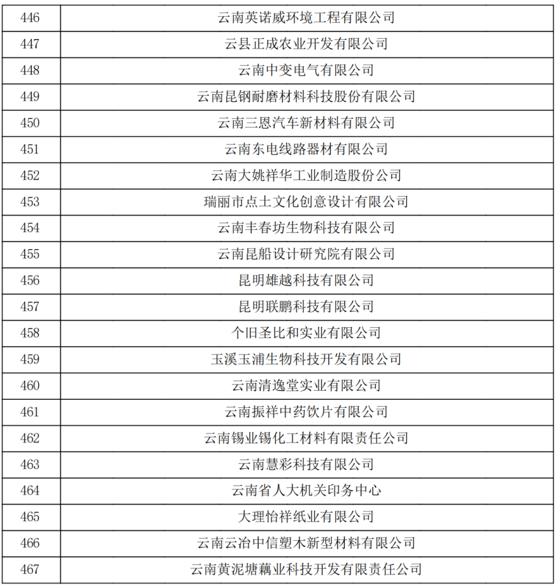 云南省2023認(rèn)定報(bào)備的第一批高新技術(shù)企業(yè)(圖16)